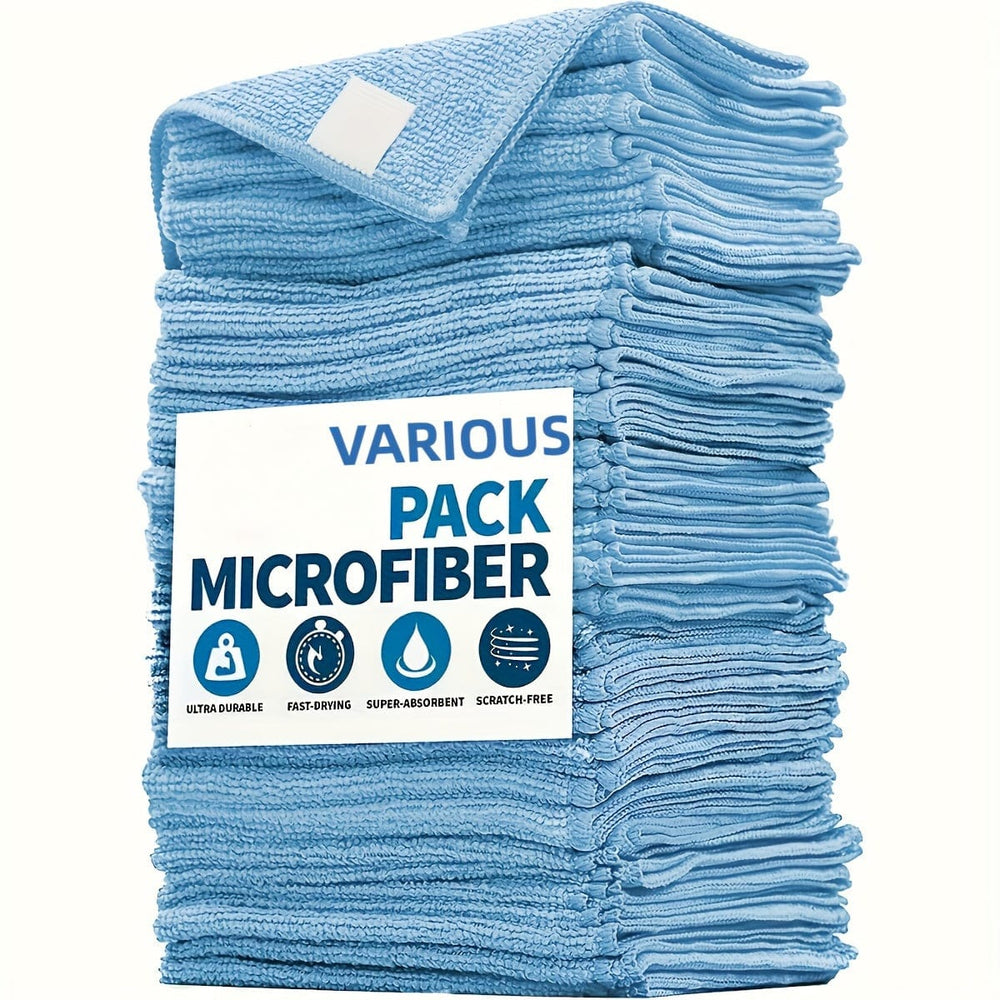 Planet Gates Car Wiping Microfiber Flat Towel Set Light Blue, Quick Drying, Super Absorbent, Super Soft