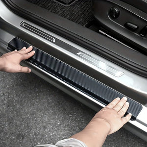 Planet Gates Carbon Fiber Color 5pcs Car Threshold Protection Sticker Carbon Fiber Sticker Paper Car Door Scratch Scrape, Prevent Dirt Step The Pedal The Rear Box Protective Bar