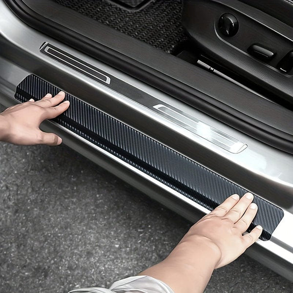 Planet Gates Carbon Fiber Color 5pcs Car Threshold Protection Sticker Carbon Fiber Sticker Paper Car Door Scratch Scrape, Prevent Dirt Step The Pedal The Rear Box Protective Bar