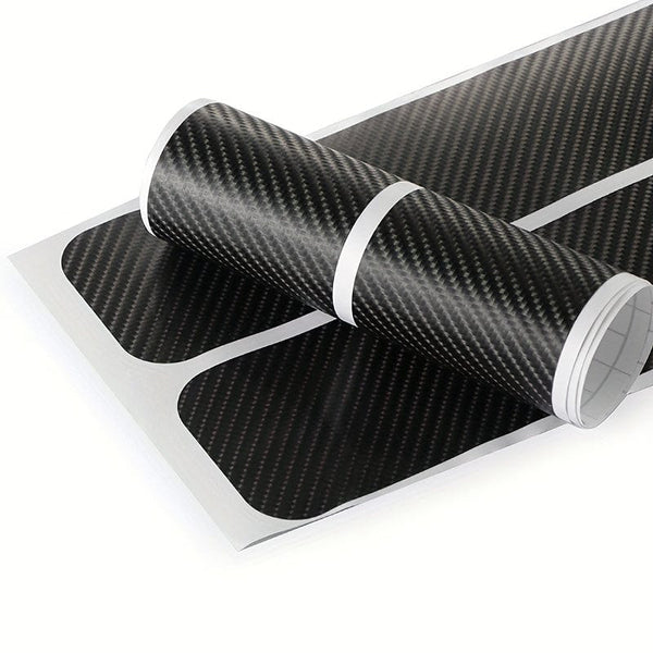 Planet Gates Carbon Fiber Color 5pcs Car Threshold Protection Sticker Carbon Fiber Sticker Paper Car Door Scratch Scrape, Prevent Dirt Step The Pedal The Rear Box Protective Bar