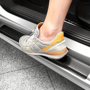 Planet Gates Carbon Fiber Color 5pcs Car Threshold Protection Sticker Carbon Fiber Sticker Paper Car Door Scratch Scrape, Prevent Dirt Step The Pedal The Rear Box Protective Bar