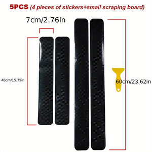 Planet Gates Carbon Fiber Color 5pcs Car Threshold Protection Sticker Carbon Fiber Sticker Paper Car Door Scratch Scrape, Prevent Dirt Step The Pedal The Rear Box Protective Bar