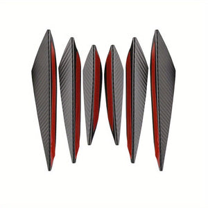 Planet Gates Carbon Fiber Colour 6pcs Bumper Strip Sticker, Universal Car Front Bumper Spoiler Protector Carbon Fiber Corner Guard Anti-Scratch Decoration Sticker Car Accessories