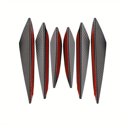 Planet Gates Carbon Fiber Colour 6pcs Bumper Strip Sticker, Universal Car Front Bumper Spoiler Protector Carbon Fiber Corner Guard Anti-Scratch Decoration Sticker Car Accessories