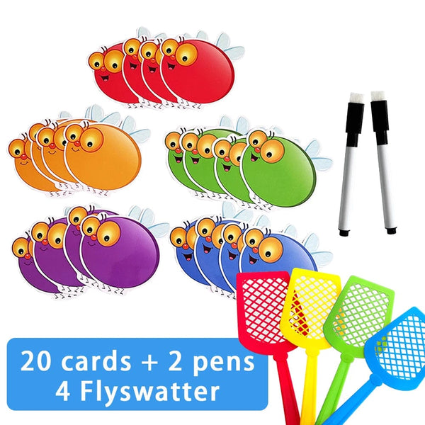 Planet Gates Cards Pens Swatter Dry Erasable Cards, DIY Educational Learning Game for Kindergarten, Montessori Toys, Early Childhood Teaching Aids