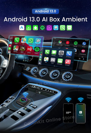 Planet Gates Carlinkit Android 13 Tv Box LED 8+128GB CarPlay Wireless Android Auto Wireless Adapter Support Youtube Netfilx IPTV Spotify GPS