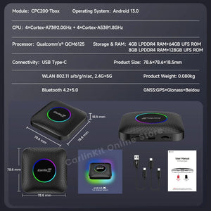 Planet Gates Carlinkit Android 13 Tv Box LED 8+128GB CarPlay Wireless Android Auto Wireless Adapter Support Youtube Netfilx IPTV Spotify GPS
