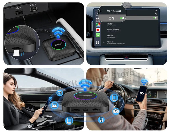 Planet Gates Carlinkit Android 13 Tv Box LED 8+128GB CarPlay Wireless Android Auto Wireless Adapter Support Youtube Netfilx IPTV Spotify GPS