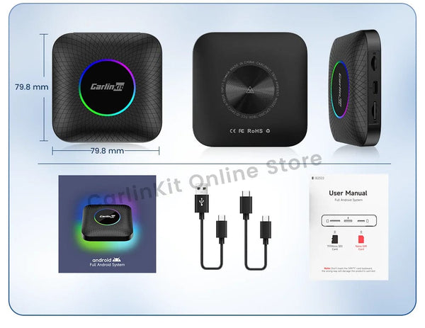 Planet Gates Carlinkit Android 13 Tv Box LED 8+128GB CarPlay Wireless Android Auto Wireless Adapter Support Youtube Netfilx IPTV Spotify GPS