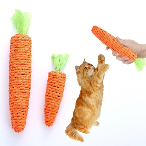 Planet Gates Carrot Pet Cat Toy Paper Rope Chew Toys Built-in Bell Small Animals Cute Pet Biting Toys Cute Pet Interactive Cat Toys Plaything