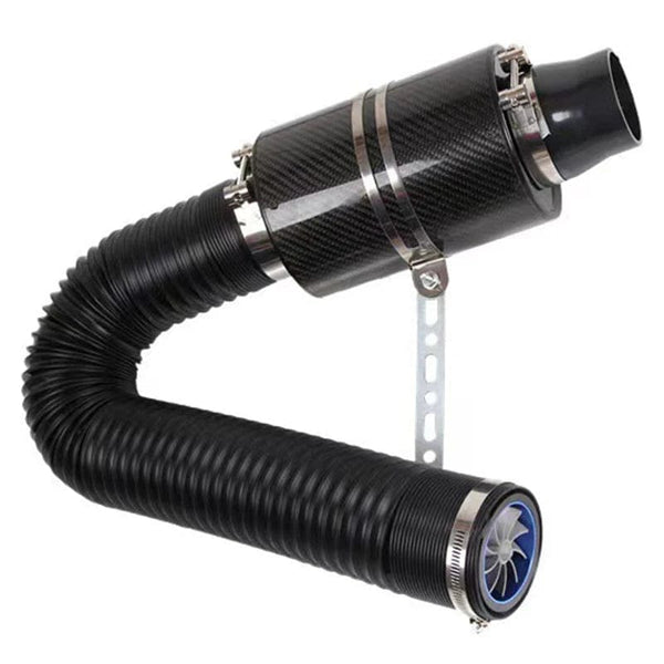 Planet Gates carton 1 Set Universal Car 3 inch Carbon Fibre Cold Air Filter Feed Enclosed Intake Induction Pipe Hose Kit Universal