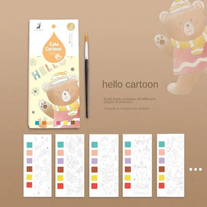 Planet Gates Cartoon 20 Sheets Portable Children Watercolor Painting Book Paint with Water Kids Gouache Graffiti Picture Coloring Drawing Toys Gifts
