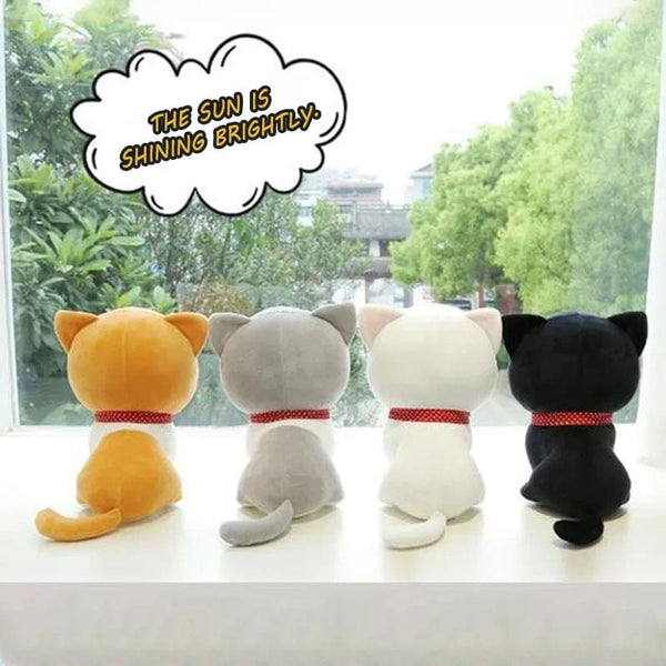 Planet Gates Cartoon Cat Plush Doll Cute Stuffed Kitten Rag Toy Elastic Soft Sofa Cushion Bedside Gift For Kids Girls 24cm
