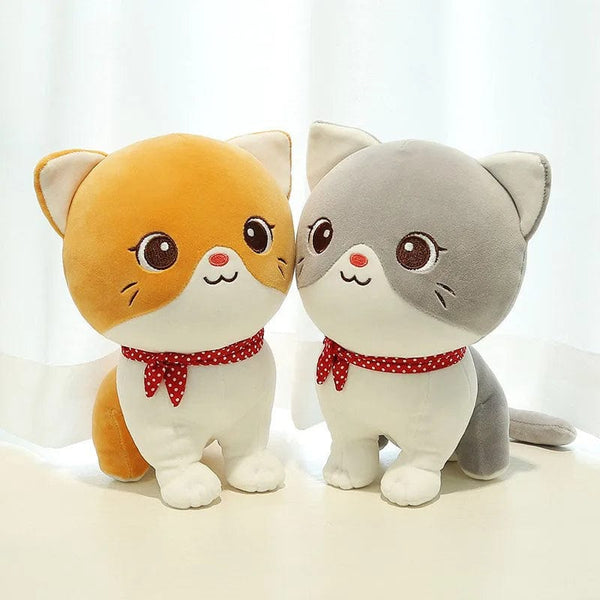 Planet Gates Cartoon Cat Plush Doll Cute Stuffed Kitten Rag Toy Elastic Soft Sofa Cushion Bedside Gift For Kids Girls 24cm