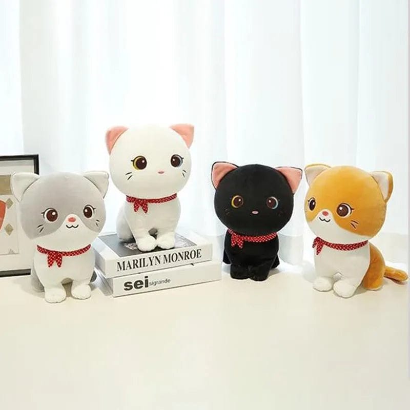 Planet Gates Cartoon Cat Plush Doll Cute Stuffed Kitten Rag Toy Elastic Soft Sofa Cushion Bedside Gift For Kids Girls 24cm