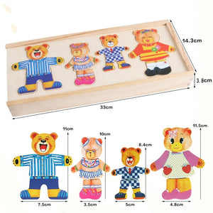 Planet Gates Cartoon Change Clothes Kids Early Educational Wooden Toy Jigsaw Puzzle Bear Dressing Game Montessori Baby Toys For Children Gift