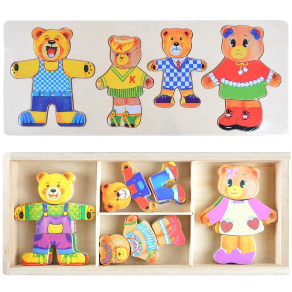 Planet Gates Cartoon Change Clothes Kids Early Educational Wooden Toy Jigsaw Puzzle Bear Dressing Game Montessori Baby Toys For Children Gift