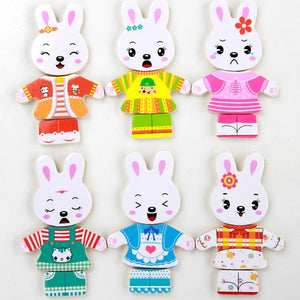 Planet Gates Cartoon Change Clothes Kids Early Educational Wooden Toy Jigsaw Puzzle Bear Dressing Game Montessori Baby Toys For Children Gift