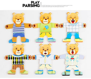 Planet Gates Cartoon Change Clothes Kids Early Educational Wooden Toy Jigsaw Puzzle Bear Dressing Game Montessori Baby Toys For Children Gift