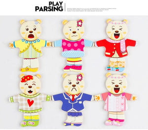 Planet Gates Cartoon Change Clothes Kids Early Educational Wooden Toy Jigsaw Puzzle Bear Dressing Game Montessori Baby Toys For Children Gift
