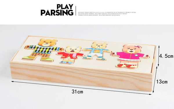 Planet Gates Cartoon Change Clothes Kids Early Educational Wooden Toy Jigsaw Puzzle Bear Dressing Game Montessori Baby Toys For Children Gift