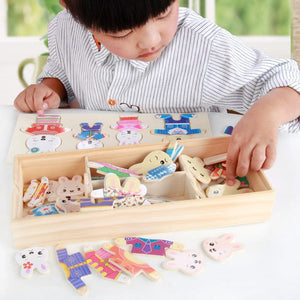 Planet Gates Cartoon Change Clothes Kids Early Educational Wooden Toy Jigsaw Puzzle Bear Dressing Game Montessori Baby Toys For Children Gift