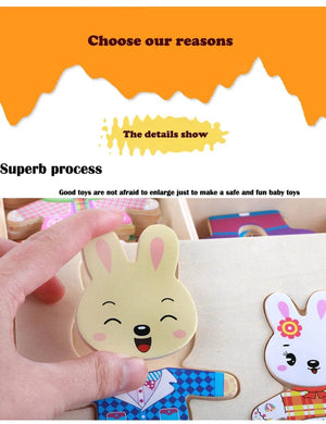 Planet Gates Cartoon Change Clothes Kids Early Educational Wooden Toy Jigsaw Puzzle Bear Dressing Game Montessori Baby Toys For Children Gift