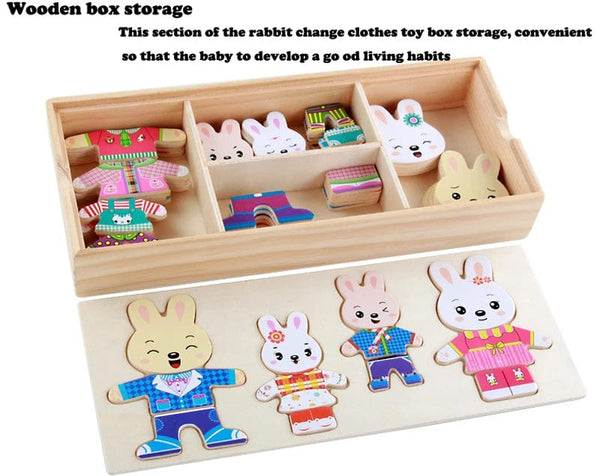 Planet Gates Cartoon Change Clothes Kids Early Educational Wooden Toy Jigsaw Puzzle Bear Dressing Game Montessori Baby Toys For Children Gift