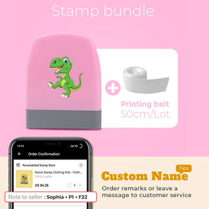 Planet Gates Cartoon Dinosaur Custom Name Stamp For Clothing Personalise For Student Clothes Chapter Children's   Kawaii Name Sticker gift