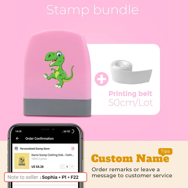 Planet Gates Cartoon Dinosaur Custom Name Stamp For Clothing Personalise For Student Clothes Chapter Children's   Kawaii Name Sticker gift