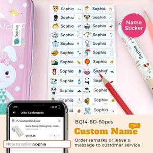 Planet Gates Cartoon Dinosaur Custom Name Stamp For Clothing Personalise For Student Clothes Chapter Children's   Kawaii Name Sticker gift