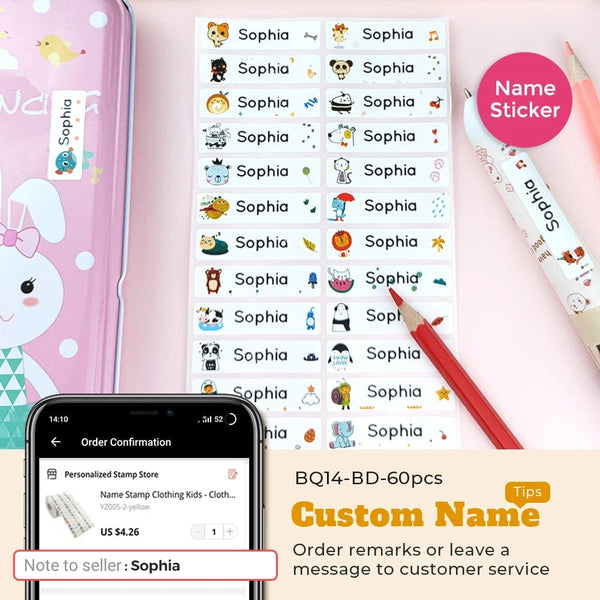 Planet Gates Cartoon Dinosaur Custom Name Stamp For Clothing Personalise For Student Clothes Chapter Children's   Kawaii Name Sticker gift