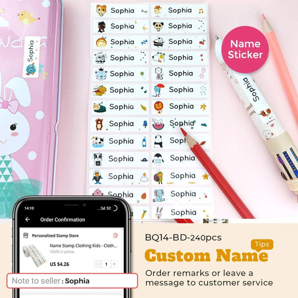 Planet Gates Cartoon Dinosaur Custom Name Stamp For Clothing Personalise For Student Clothes Chapter Children's   Kawaii Name Sticker gift