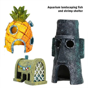 Planet Gates Cartoon Fish Tank Decor Figures Ornaments Simulation Pineapple House Resin Fish Tank Decoration Landscaping Aquarium Accessories