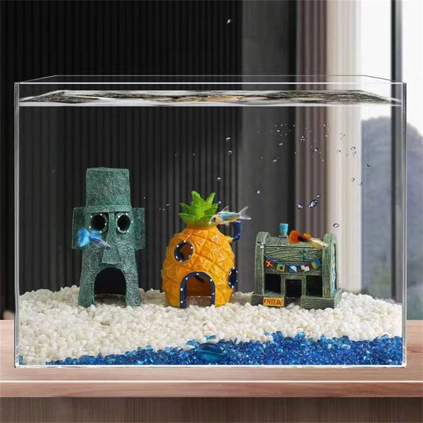 Planet Gates Cartoon Fish Tank Decor Figures Ornaments Simulation Pineapple House Resin Fish Tank Decoration Landscaping Aquarium Accessories
