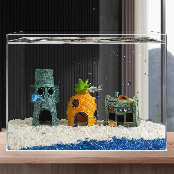 Planet Gates Cartoon Fish Tank Decor Figures Ornaments Simulation Resin Pineapple House Fish Tank Decoration Landscaping Aquarium Accessories