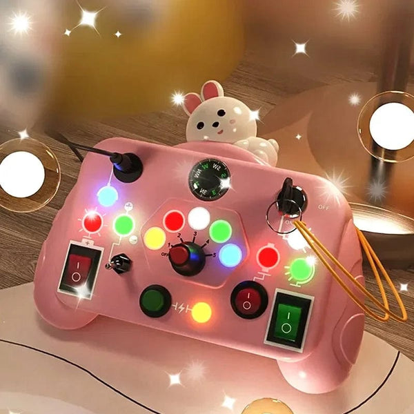 Planet Gates Cartoon Montessori Busy Board Sensory Toys with LED Light Switch Control Board Travel Activities Children Game for 2-4 Years Old