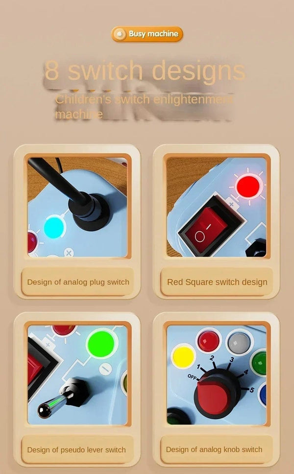 Planet Gates Cartoon Montessori Busy Board Sensory Toys with LED Light Switch Control Board Travel Activities Children Game for 2-4 Years Old