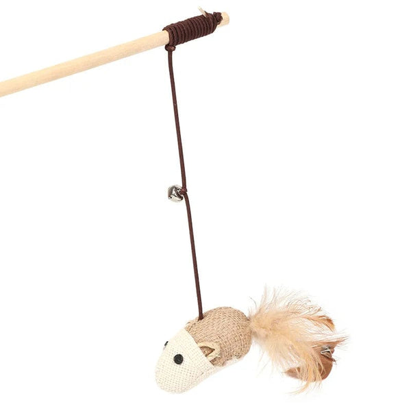 Planet Gates Cartoon Pet Cat Toy Stick Feather Rod Mouse Toy with Mini Bell Cat Catcher Teaser Interactive Cat Toy Kitten игрушки для кошек