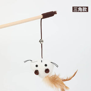 Planet Gates Cartoon Pet Cat Toy Stick Feather Rod Mouse Toy with Mini Bell Cat Catcher Teaser Interactive Cat Toy Kitten игрушки для кошек