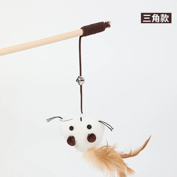 Planet Gates Cartoon Pet Cat Toy Stick Feather Rod Mouse Toy with Mini Bell Cat Catcher Teaser Interactive Cat Toy Kitten игрушки для кошек