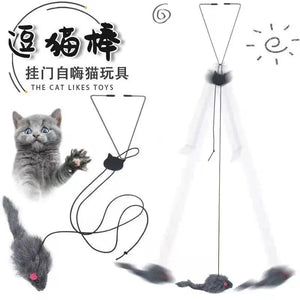 Planet Gates Cartoon Pet Cat Toy Stick Feather Rod Mouse Toy with Mini Bell Cat Catcher Teaser Interactive Cat Toy Kitten игрушки для кошек