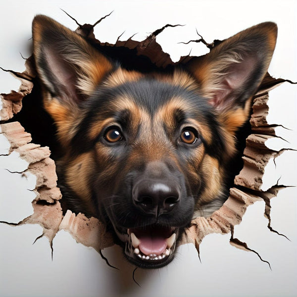 Planet Gates Cartoon Wallpaper Sticker 4 In 1 Resting German Shepherd Decal For Wall, Fridge, Toilet And More - Cute German Shepherd Alsatian Dog Stickers Car Accessories Sticker