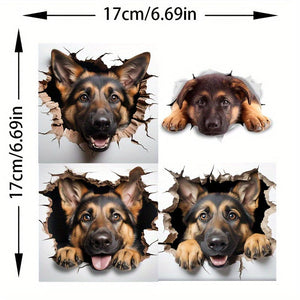 Planet Gates Cartoon Wallpaper Sticker 4 In 1 Resting German Shepherd Decal For Wall, Fridge, Toilet And More - Cute German Shepherd Alsatian Dog Stickers Car Accessories Sticker