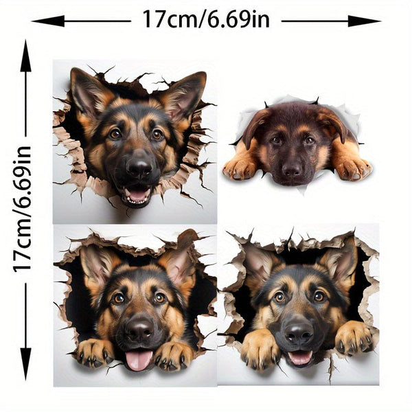 Planet Gates Cartoon Wallpaper Sticker 4 In 1 Resting German Shepherd Decal For Wall, Fridge, Toilet And More - Cute German Shepherd Alsatian Dog Stickers Car Accessories Sticker