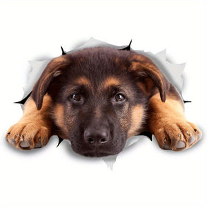 Planet Gates Cartoon Wallpaper Sticker 4 In 1 Resting German Shepherd Decal For Wall, Fridge, Toilet And More - Cute German Shepherd Alsatian Dog Stickers Car Accessories Sticker