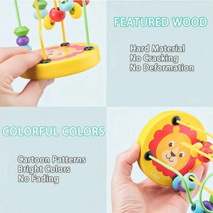 Planet Gates Cartoon Wooden Small Beaded Children Early Education Baby Puzzle 0-1-3 Years Old Wooden Beaded Building Block Toys