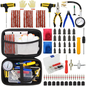 Planet Gates CASE-C-39PCS-Knief / CN Car Tire Repair Tool Kit Studding Set Auto Bike Puncture Plug Garage Needle Nose Pliers Vacuum Film Nail Screws W/ Storage Case