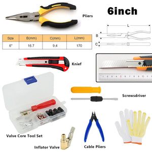 Planet Gates CASE-C-39PCS-Knief / CN Car Tire Repair Tool Kit Studding Set Auto Bike Puncture Plug Garage Needle Nose Pliers Vacuum Film Nail Screws W/ Storage Case