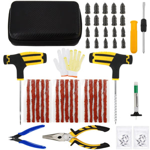 Planet Gates CASE-C-39PCS-Knief / CN Car Tire Repair Tool Kit Studding Set Auto Bike Puncture Plug Garage Needle Nose Pliers Vacuum Film Nail Screws W/ Storage Case